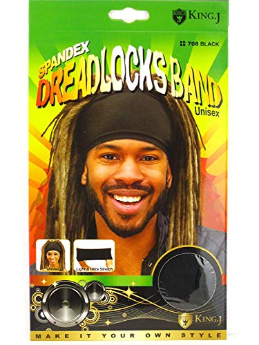 King.J Unisex Spandex Dreadlocks Band - Ultra-Stretch, Black
