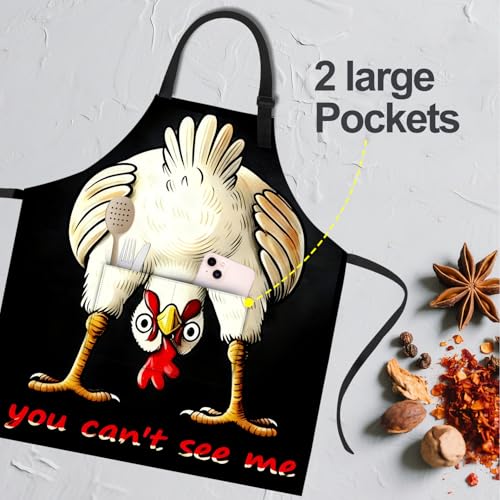 Funny Chicken Sunflower Apron for Men & Women - Adjustable Cooking Apron with Pockets