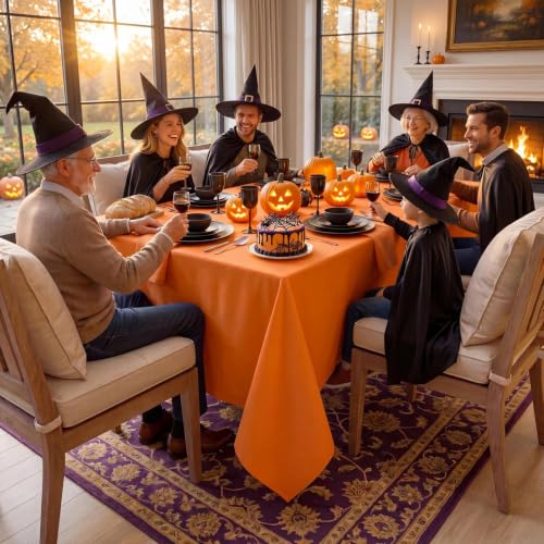 Romanstile Waterproof Halloween Tablecloth - 60x84 inch Orange