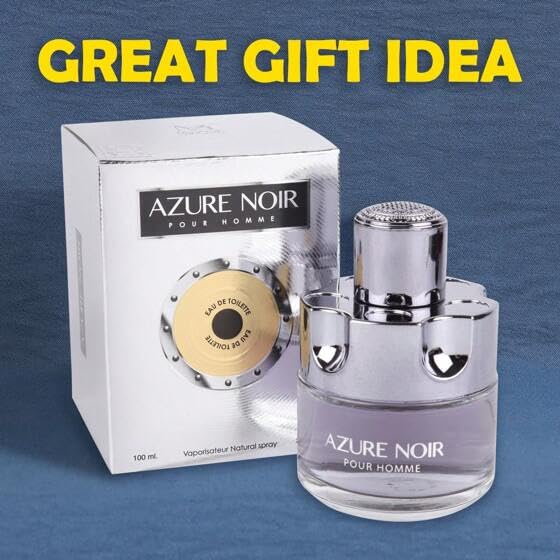 Azure Noir Cologne for Men - 3.4oz Eau de Toilette Spray, Long Lasting
