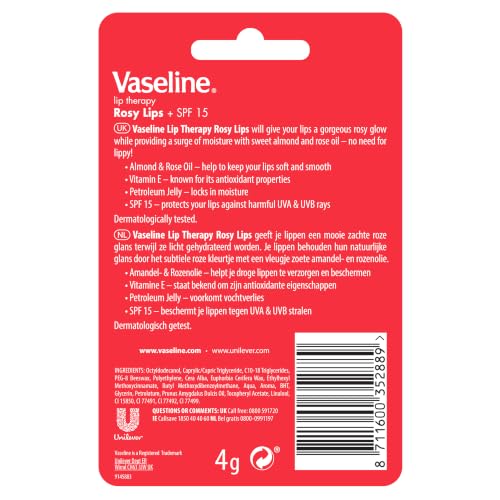 Vaseline Lip Therapy Rosy Lips Balm Stick - 12 Pack Moisturizing Care