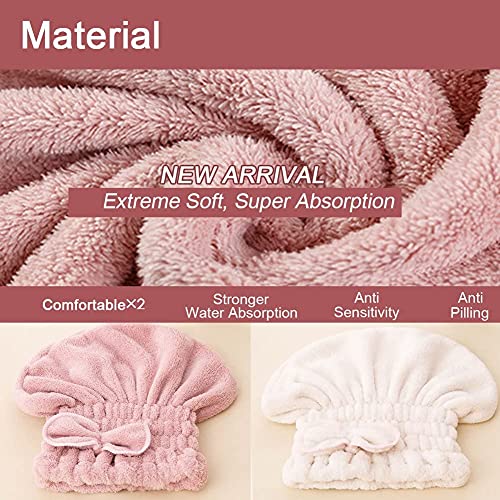 Jseng Microfiber Hair Drying Turban Wrap - 2 Pack Ultra Absorbent Towel