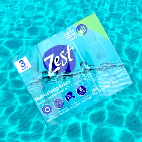 Zest Refreshing Aqua Deodorant Bar Soap with Vitamin E - 3 Bars