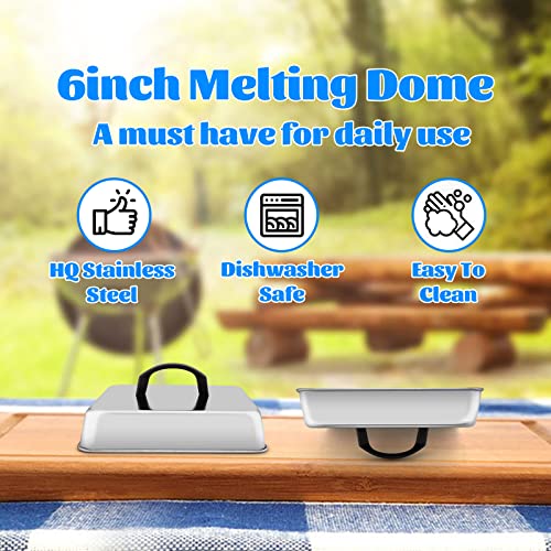6-Inch Stainless Steel Cheese Melting Dome - Griddle Cover for Cooking