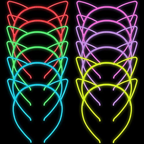 ZIRICHER 12 Cat Ear Headbands - Glow in the Dark Hair Accessories