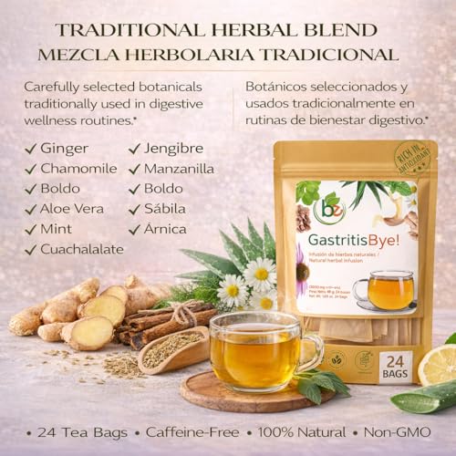 Gastritis-BYE Herbal Tea for Digestive Comfort - 24 Tea Bags