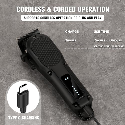 NUTCORE Classic-A Men's Cordless Hair Clippers & Beard Trimmer - Professional Grooming Tool