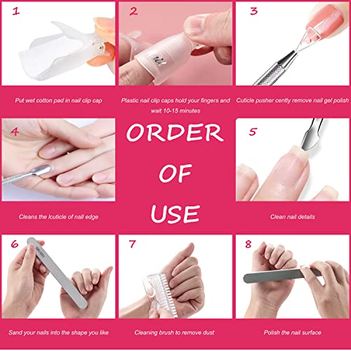 Hoewina Nail Polish Gel Remover Kit with Clips & Tools