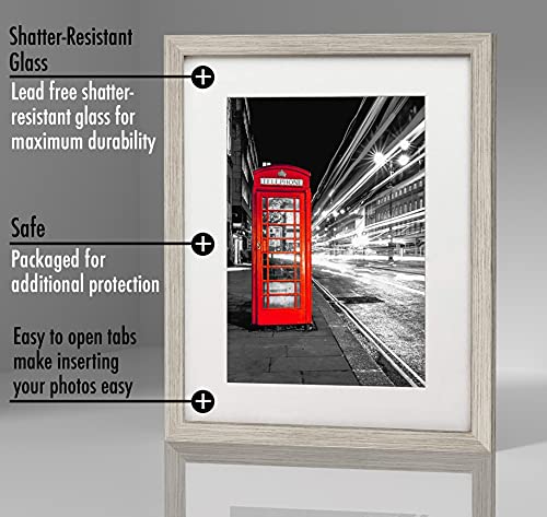 Americanflat 11x14 Driftwood Picture Frame with Shatter-Resistant Glass