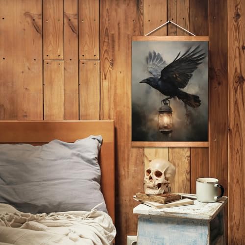 Gothic Raven Wall Art - 14x18 Inch Vintage Canvas Print