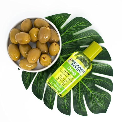 Hollywood Beauty Olive Hair Oil 2oz - Nourishing Hair & Skin Treatment with Antioxidants, Heat Protection & Shine