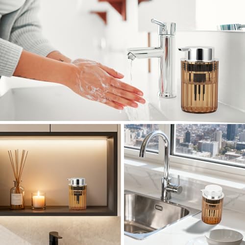 Segbeauty 10oz Amber Foaming Soap Dispenser - 2 Pack Refillable Pump Bottle
