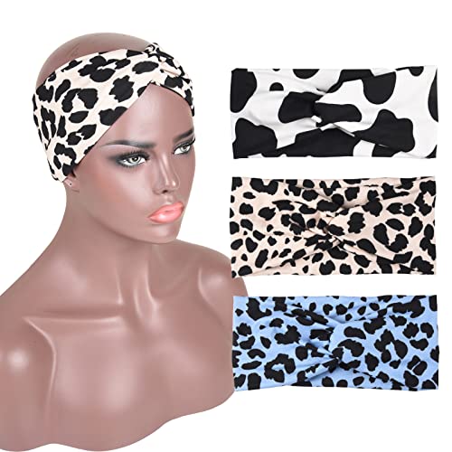 Women's Wide Non-Slip Animal Print Headbands - 6 Pack Boho Hair Accessories