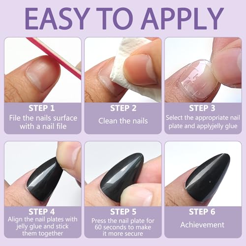 AddFavor Long Square Press-On Nails Set 576PCS Multicolor Glossy Fake Nails for Women