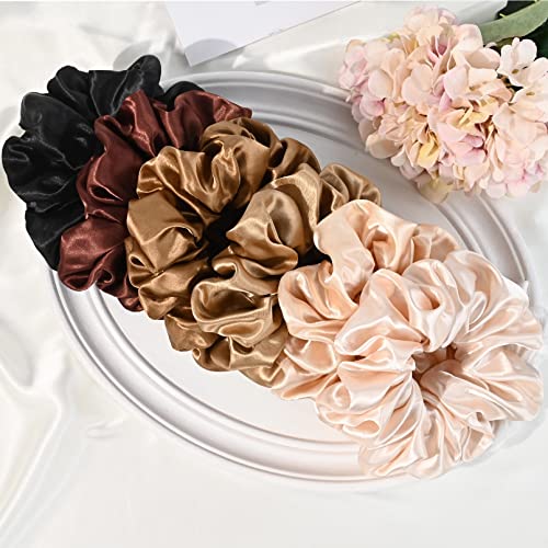 Extra Large Satin Scrunchies for Thick Hair - Pack of 6