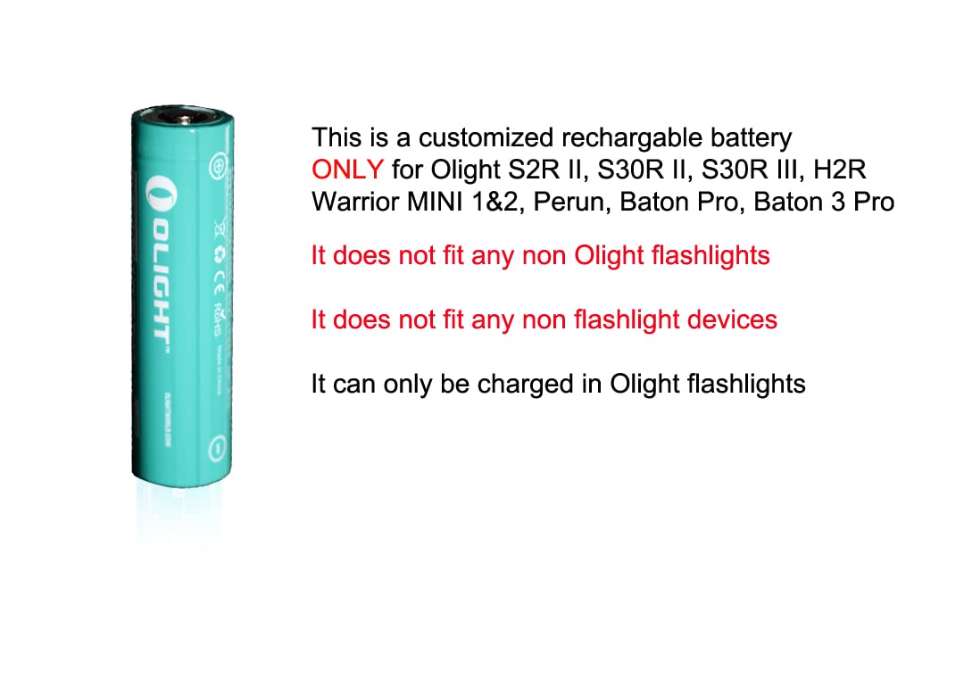 OLIGHT 186C35 Customized Rechargeable Battery for S30R II, S30R III, S2R II, Warrior Mini 2 & 3 Flashlight and H2R, Perun Headlamp, with LumenTac Battery Organizer