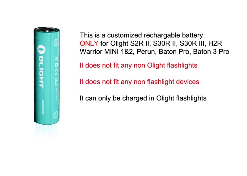 OLIGHT 186C35 Customized Rechargeable Battery for S30R II, S30R III, S2R II, Warrior Mini 2 & 3 Flashlight and H2R, Perun Headlamp, with LumenTac Battery Organizer