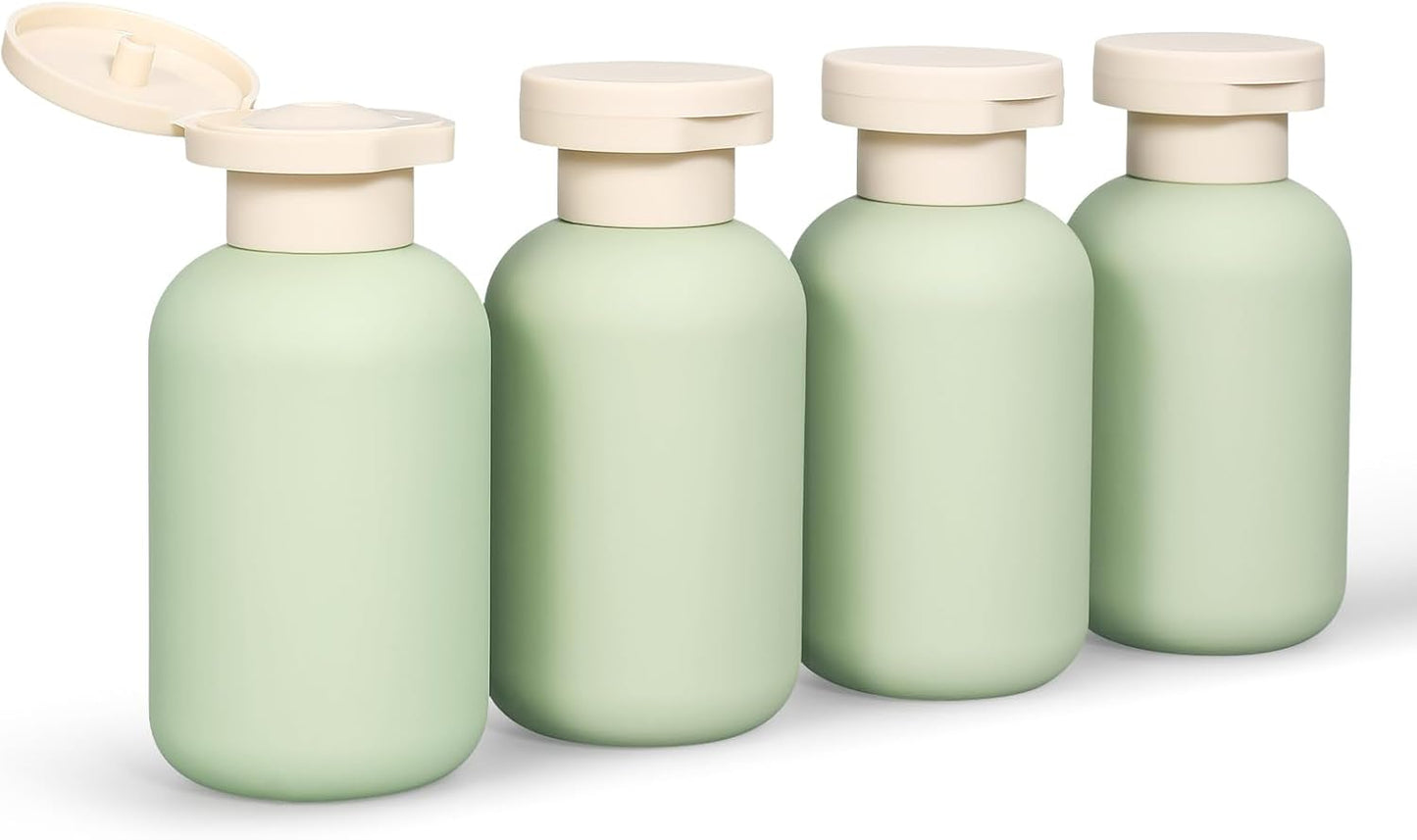 Demora Travel Size Bottles - TSA Approved Leak-Proof Squeeze Containers | Refillable Toiletry Set (Green, 4 Pcs)