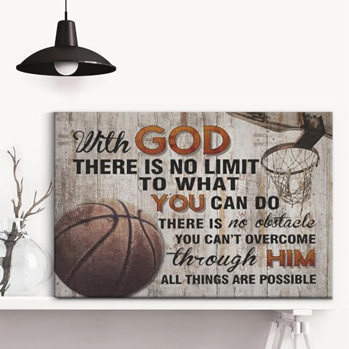 Inspirational Basketball Canvas Wall Art for Boys' Room - 12x16in