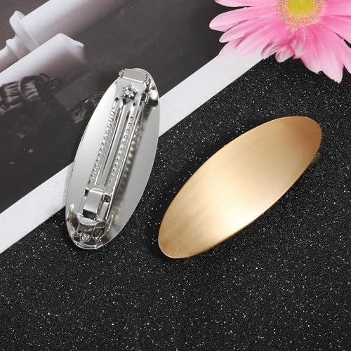 French Metal Hair Barrettes for Women - Large Non-Slip Clip, Gold & Silver