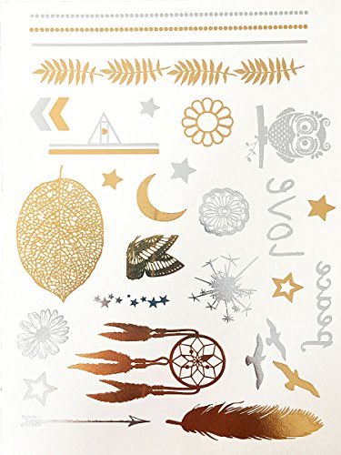 Modern Boho Gold/Silver Tattoo Sheets – 10-Sheet Ultimate Collection (Multicolor Variation)