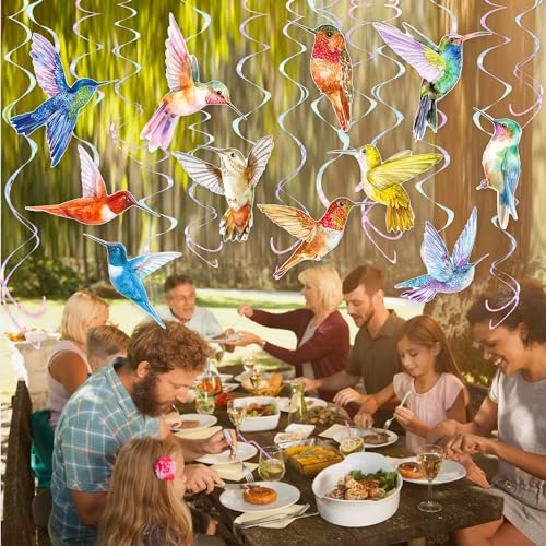 20Pcs Hummingbird Hanging Swirls - Vibrant Party Decor
