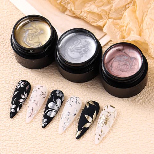 SUTOZMIWE Metallic Gel Nail Polish Set - Chrome & Mirror Effect, 3 Colors