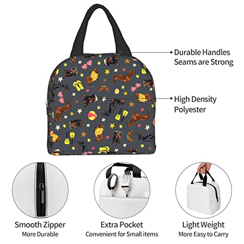 Dachshund Portable Lunch Tote Bag - Insulated & Reusable for Work, Travel, Picnic