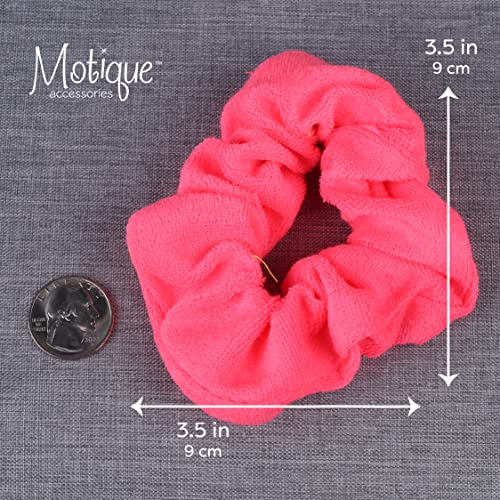 Motique Accessories Neon Pink Terry Towel Scrunchies - 10 Pack