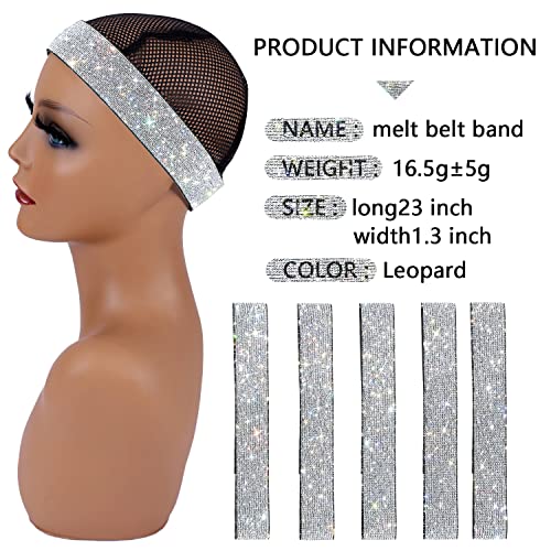2PCS Elastic Wig Bands for Lace Melting, 60cm Hair Edge Holders, Silvery Color Pack of 1