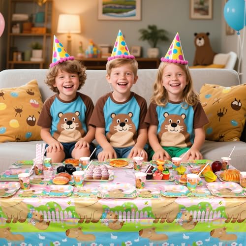 4 Pack Pink Capybara Birthday Party Tablecloths - 51" x 86"