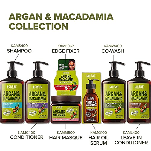 Kiss Argan & Macadamia Hair Oil Serum 3.38 fl oz - Nourishing Repair & Volumizing