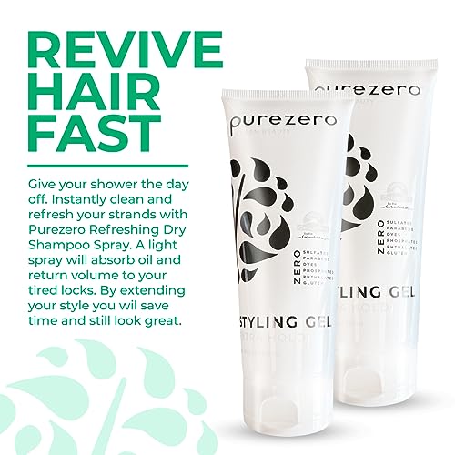 Purezero Styling Gel for Volume and Control, Vegan & Sulfate-Free, 8oz (2 Pack)