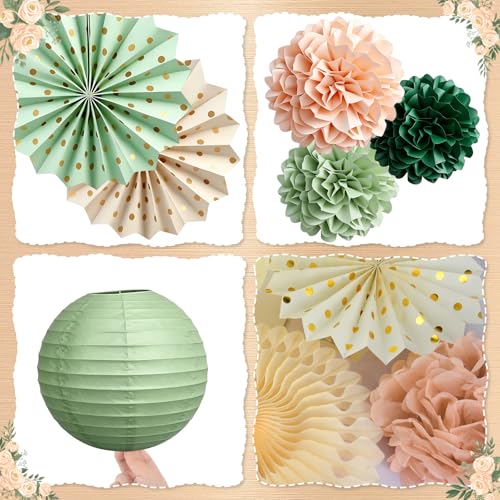 Sage Green and Peach Party Decorations Kit for Women & Girls