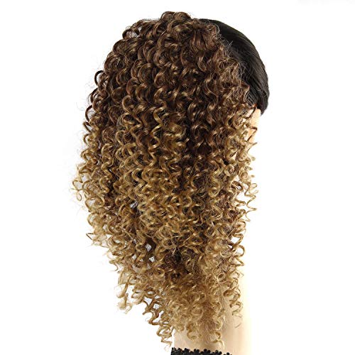 YXCHERISHAIR Curly Wavy Ponytail Extension 33/27, 18 Inch Natural Synthetic Hair for Women
