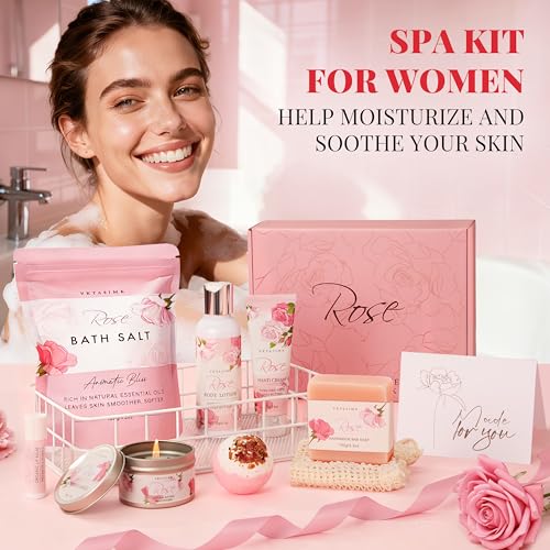 Luxury Rose Spa Gift Set for Women - Relaxing Bath and Body Care Package