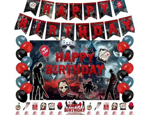 Horror Movie Birthday Decorations Set - Spooky Party Supplies