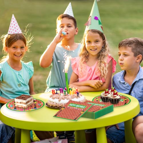 40-Piece Red Brick Wall Birthday Party Set - Plates & Napkins