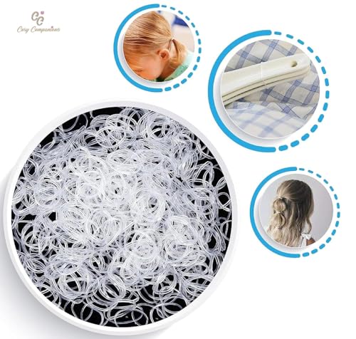 Clear100 Mini Hair Elastics for Thin Hair - 100 Pack, Plastic Wire Ties by Cosy Companions