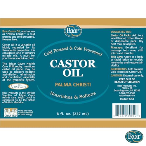 Baar Cold-Pressed Castor Oil 8 oz - Hexane Free for Skin & Hair