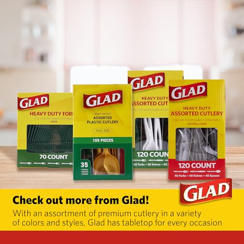 Glad Clear Disposable Plastic Cutlery Set - 120 Count Heavy Duty Utensils