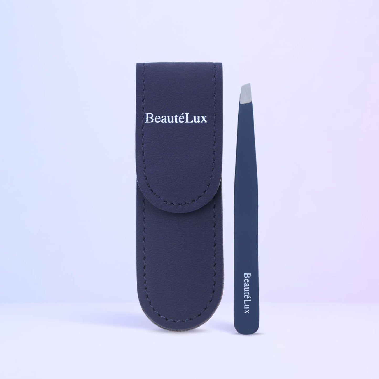 Slant Tip Eyebrow Tweezer for women & men – Stainless Steel Tweezers, Stocking Stuffer for women & men Facial Hair Removal tweezers for Chin hair, Ingrown Hair tweezer, Blue Travel tweezers with case