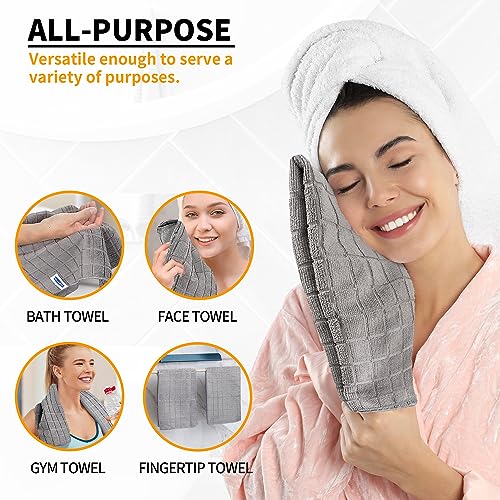 Grey Microfiber Hand Towels 6 Pack - Quick Dry & Lint Free