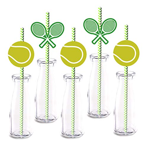 Tennis Party Decorations - 24-Pack Paper Straws & Cutouts