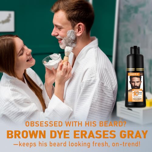 TYAYW Brown Beard Dye Shampoo for Men - Fast Grey Coverage, 200ml