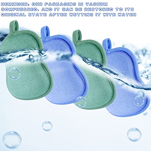 Tatuo 4 Pcs Baby Bath Sponge Set - Soft Shower Sponges in Green & Blue