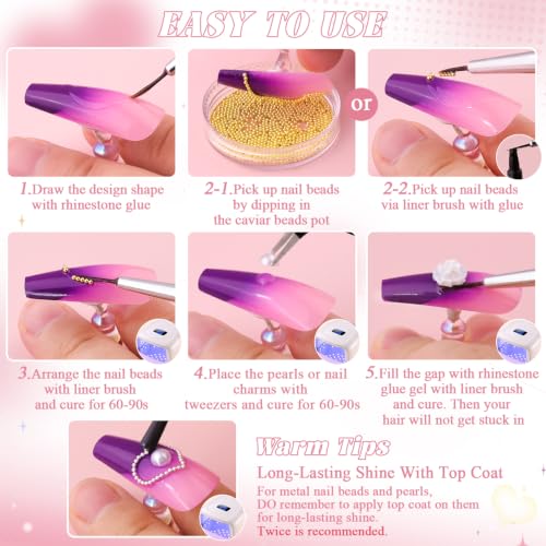 Nail Beads Set - Silver & Gold Caviar Beads for Nail Art