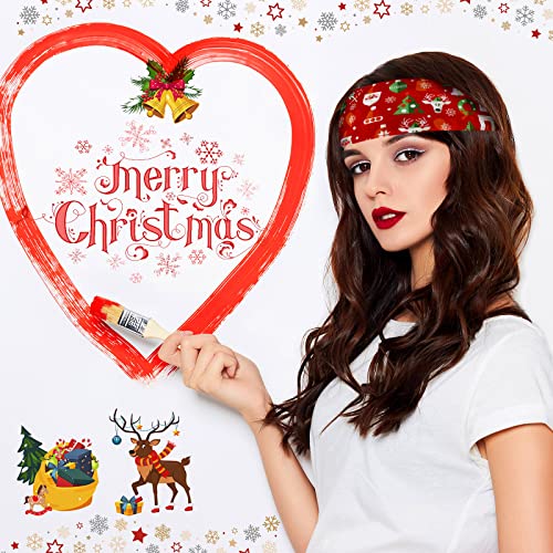 Jutom 12 Pcs Christmas Twisted Turban Headbands, Festive Elastic Hair Wraps