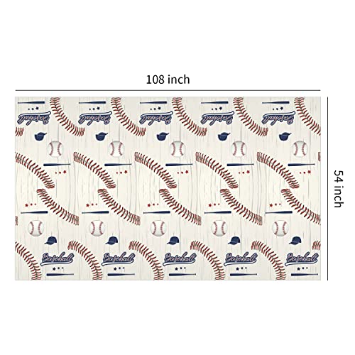 Baseball Party Tablecloths - 4 Pack Disposable Rectangular 54x108in