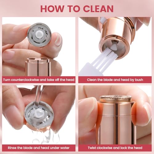 Flawless Facial Hair Removal for Women, Portable Painless Hair Remover Device, Rechargeable, with 4 Replacement Heads, for Face, Upper Lip and Chin